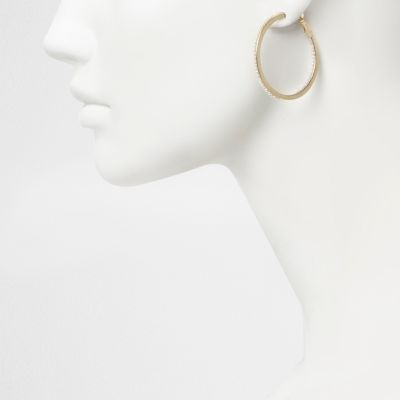 Gold tone pearl detail hoop earrings